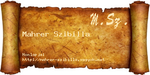 Mahrer Szibilla névjegykártya